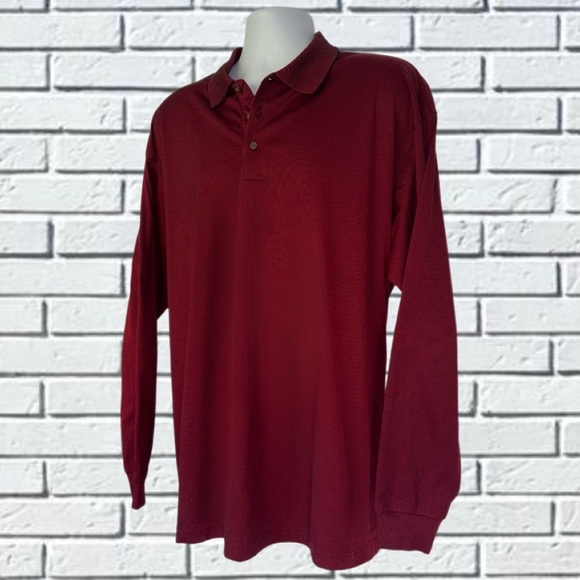 Pebble Beach Cool Comfort Long Sleeve Golf Polo Shirt XL Red Performance - Picture 2 of 15